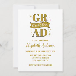 Guld & Vit Examenfest Inbjudningar