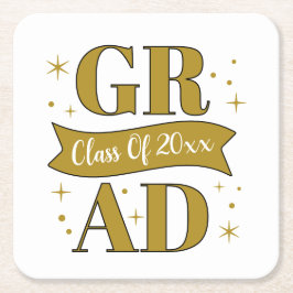 Guld & Vit Examenfest Underlägg Papper Kvadrat