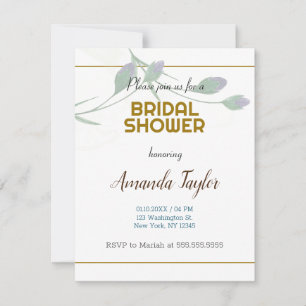 Guld Vit Färg Blommig Minimalistisk Bröllopsdusch OSA Kort