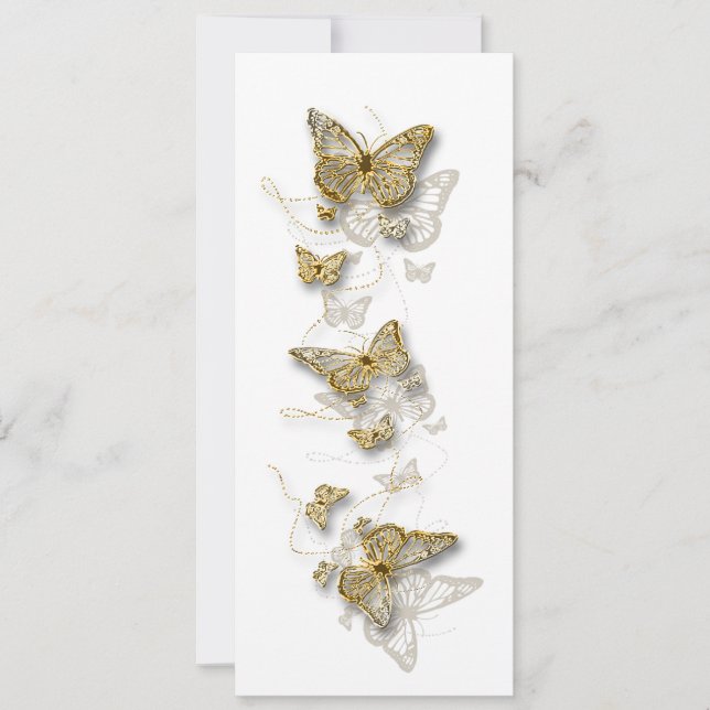 Guld, vit förlovning bröllop-årsdagen inbjudningar (Framsida)