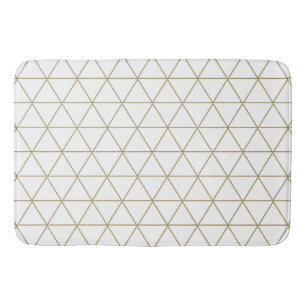 Guld Vit Geometriska Trianglar Boho Glam Minimalis Badrumsmatta