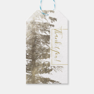 Guld & Vit Glam Tall Rustik Skog Bröllop Presentetikett