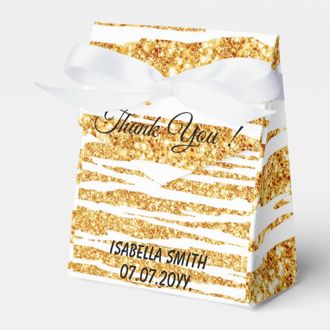 Guld Vit Glitter Boho Populär Tiger Kollektion Presentaskar (Framsidan Sidan)
