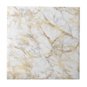 Guld Vit Grå Marmor Trendig Modern Chic Stylish Kakelplatta