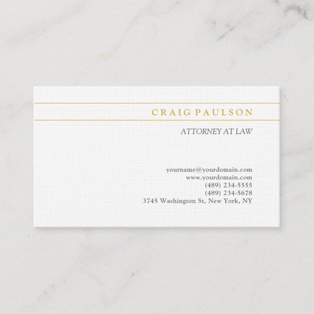 Guld & Vit Konsult Advokat Yrkesroll Visitkort (Framsida)