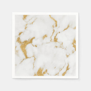 guld, vit marble Standard Cocktail Pappersservett