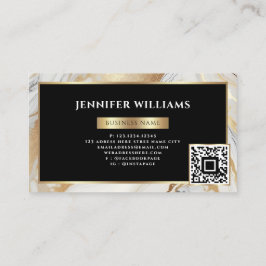 Guld Vit Marmor Elegant QR-kod Modern Visitkort