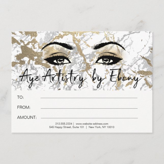 Guld Vit Marmor Makeup Skönhet Certifikat Ebony1 (Framsida)