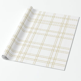 Guld & Vit Minimal Modern Plaid Ren Mönster Presentpapper