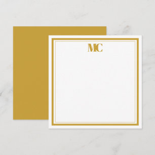 Guld Vit Modern Minimalist Monogram Två Kanter Inbjudningar