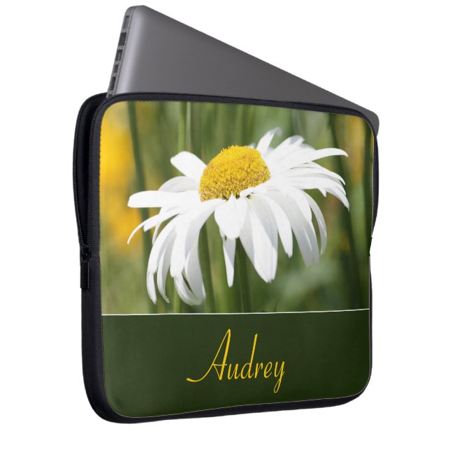 Guld, vit och grönt laptop fodral (Framsidan Höger)