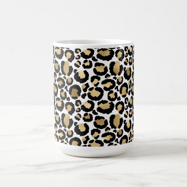 Guld, vit och svart leopard, avtryck av kaffe Mugg (Center)