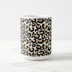 Guld, vit och svart leopard, avtryck av kaffe Mugg