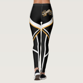 Guld-, vit- och svarthejaklacksledaremegafon leggings