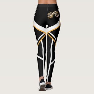 Guld-, vit- och svarthejaklacksledaremegafon leggings