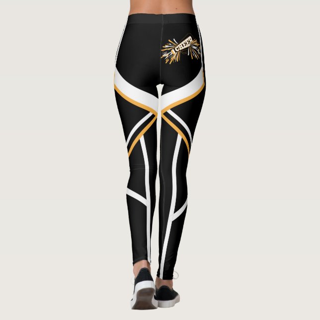 Guld-, vit- och svarthejaklacksledaremegafon leggings (Baksida)
