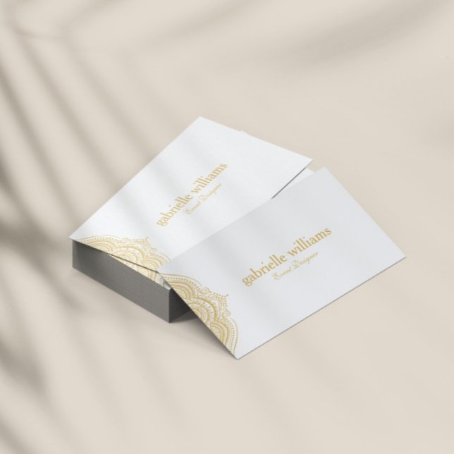Guld Vit Paisley Mandala Visitkort (Skapare uppladdad)