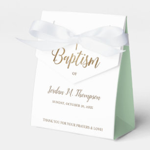 Guld Vita Grönten baby Baptism Kor Tack Presentaskar