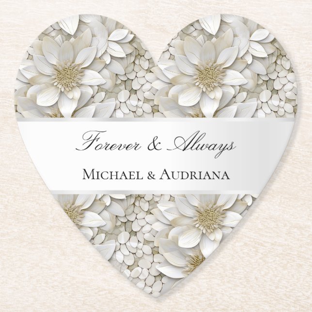 Guld Vita Lotusblommor Bröllopsdusch  Underlägg Papper (Framsida)