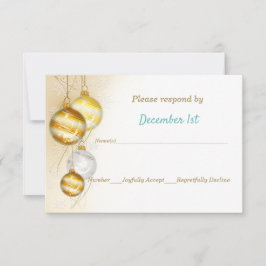 Guld & Vita Ornament Julbröllop Inbjudningar