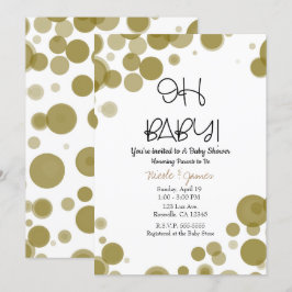 Guld & Vita Prickiga Bubblor Åh BABY Kalas Inbjudningar