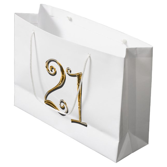 guld- vitelegant för 21st födelsedag (Framsidan Vinklad)