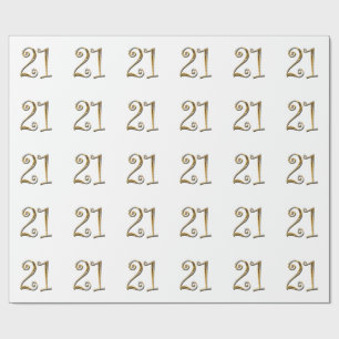 guld- vitelegant för 21st födelsedag presentpapper