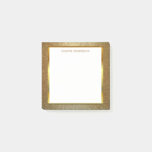 Guld- vitpersonlig för modernt chic glitter post-it block