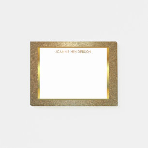 Guld- vitpersonlig för modernt chic glitter post-it block