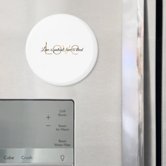 Guld Vitt Kärlek är tålmodig, kärlek är snäll Magnet (In Situ (Fridge))