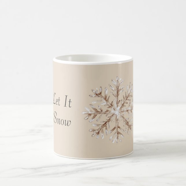 Guld Vitt Låt Det Snöa Snöflinga Kaffemugg (Center)
