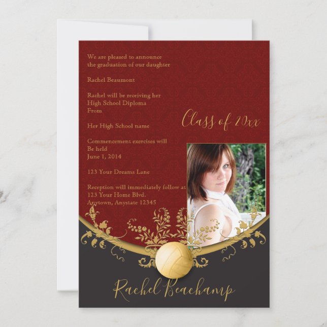 Guld Volleyball Studenten meddelande Inbjudningar (Framsida)