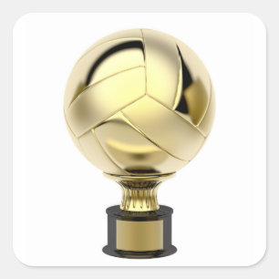 Guld- volleybolltrofé fyrkantigt klistermärke