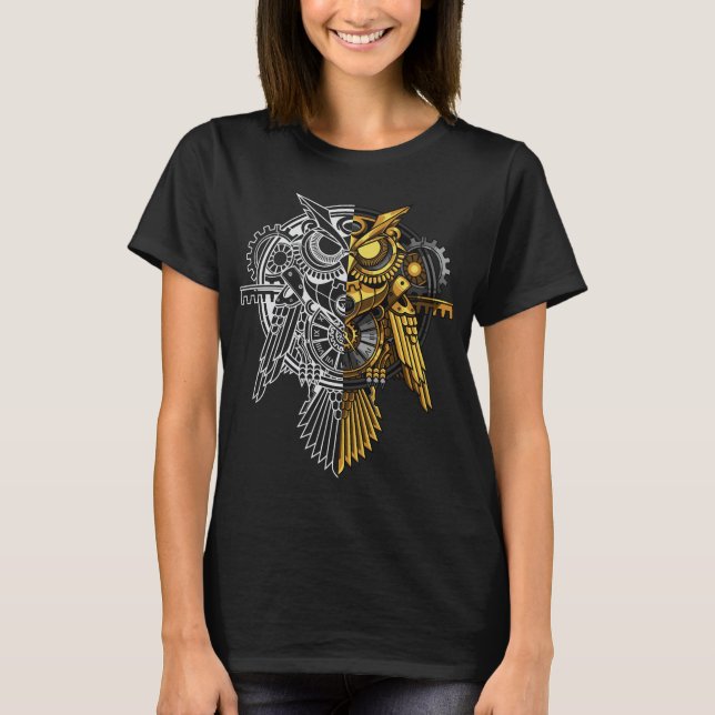 Guld- Vs vitugglaillustration T Shirt (Framsida)