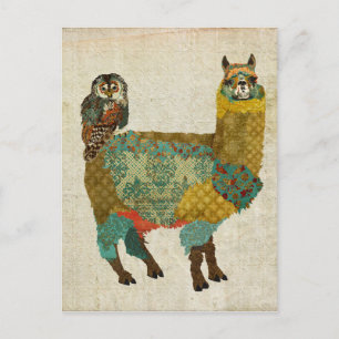 Guld-vykort för Alpaca & Teal Uggla Vykort