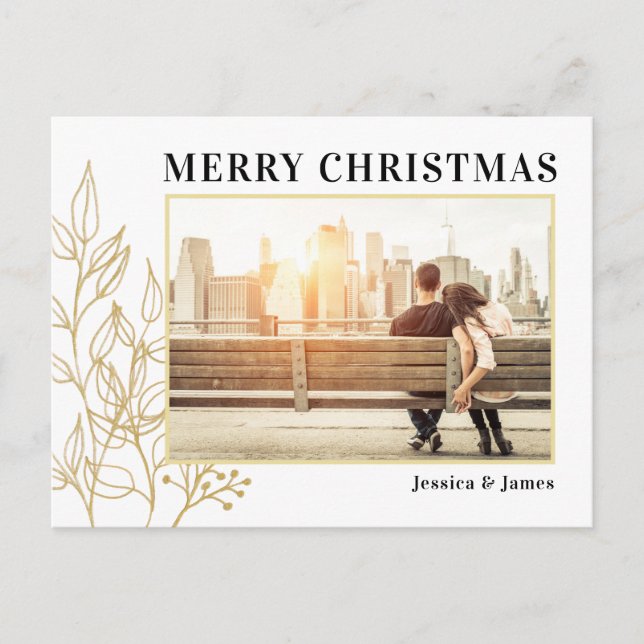 Guld-vykort för foto-God jul Helg Vykort (Framsida)