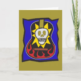 Guld w/Blue för day of the deadskallegitarr Kort