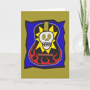 Guld w/Blue för day of the deadskallegitarr Kort