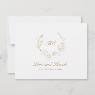 Guld Wandeans Monogram Photo Elegant bröllop Tack Kort