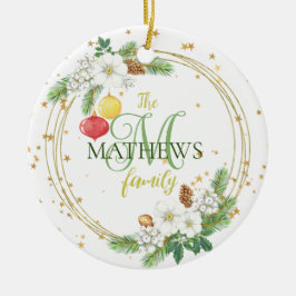 Guld Wandedekoration White Berries och Petunias Julgransprydnad Keramik