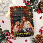 Guld Warm Önskemål Winter Löv Fotojul Inbjudningar<br><div class="desc">Enkelt sött jokertecken,  med ett guld-kalligrafteckensnitt,  underbart för lätt bilder.</div>