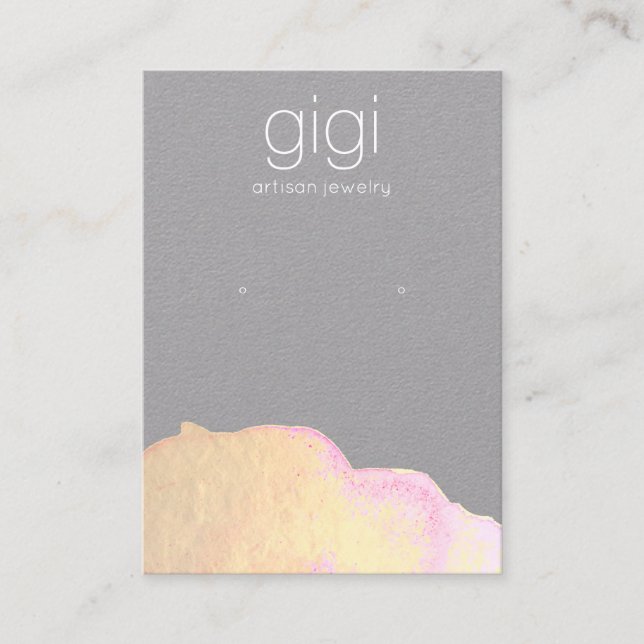Guld Watercolor Abstrakt Earring Visning Holder Visitkort (Framsida)