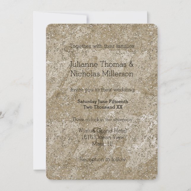 Guld Watercolor Abstrakt Kärlek är Patient Bröllop Inbjudningar (Framsida)