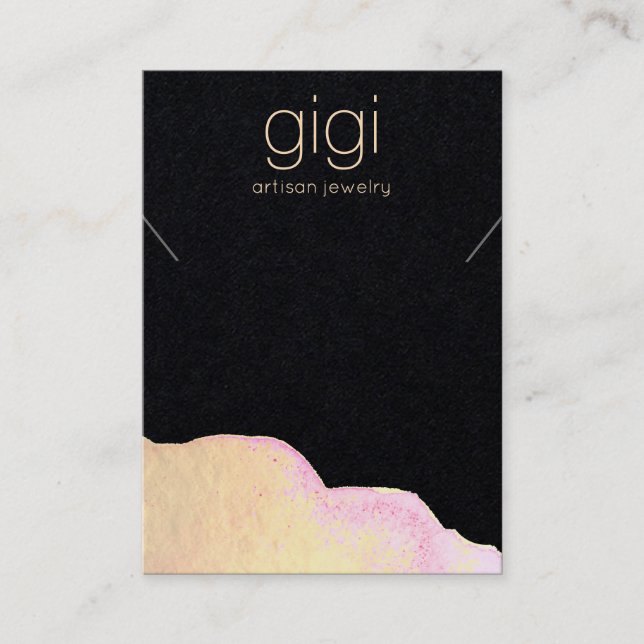 Guld Watercolor Abstrakt Necklace Visning Holder Visitkort (Framsida)