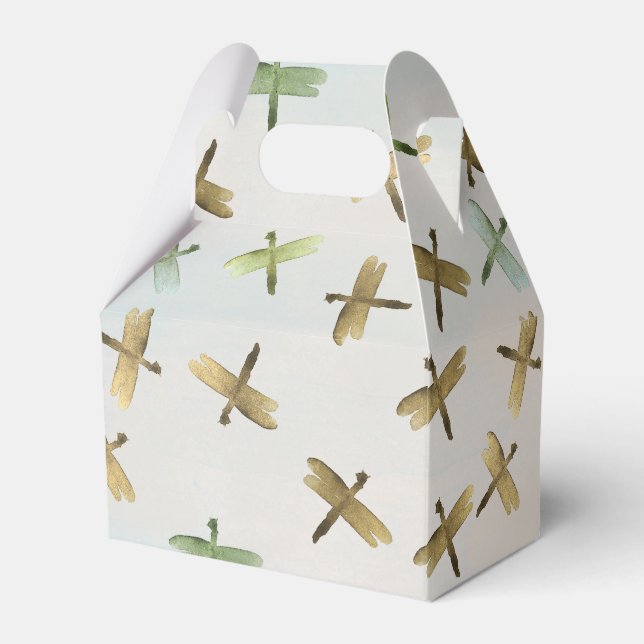 Guld Watercolor Dragonflies Presentaskar (Framsidan Sidan)