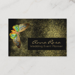 *~* Guld Watercolor Glitter Gilded Butterfly Visitkort