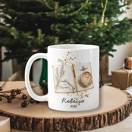 Guld Watercolor Kaffeälskare Journal Julpresent Kaffemugg