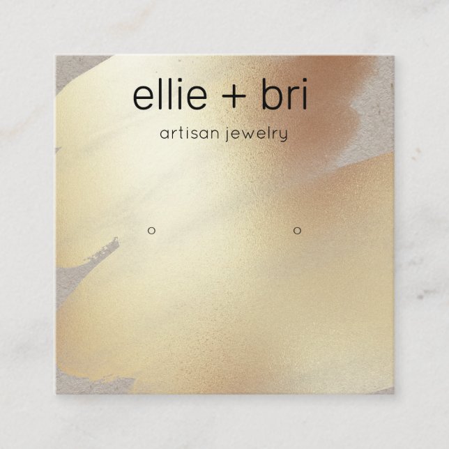 Guld Watercolor Kraft Stud Earring Visning Fyrkantigt Visitkort (Framsida)