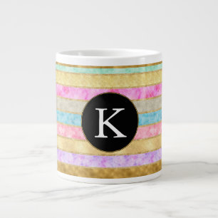 Guld Watercolor Rand Monogram Jumbo Mugg