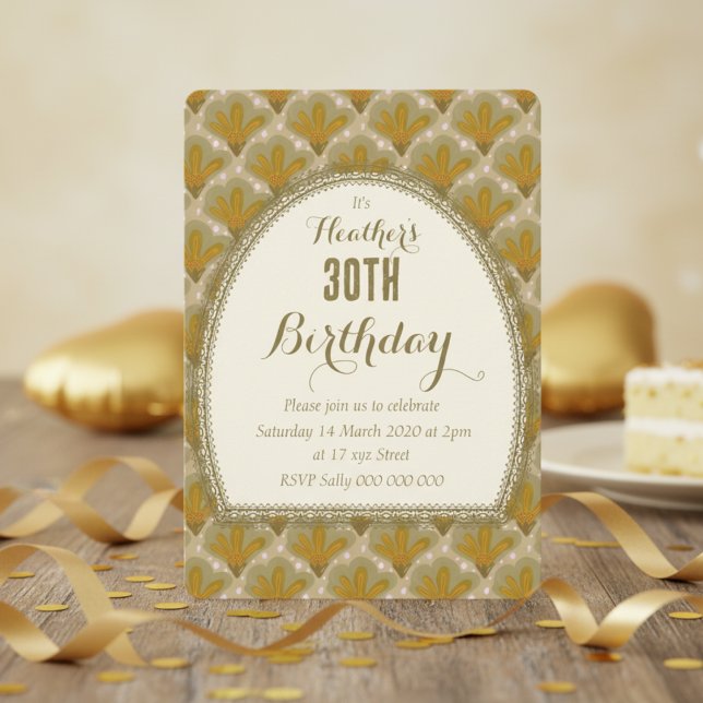 Guld Watercolor Sällsam Födelsedagsblomma  Inbjudningar (Elegantly beautiful, this customizable card is just waiting for that special event.)